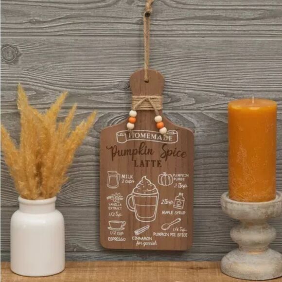 Pumpkin Spice Latte Cutting Board Wood Wall Decor - Picture 1 of 3